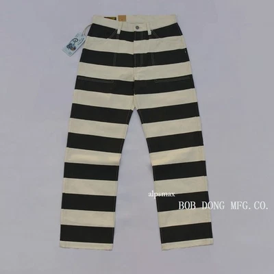 BOB DONG 16oz Canvas Prisoner Pants Classic Moto Style Biker's Striped Trousers - Image 1 of 4