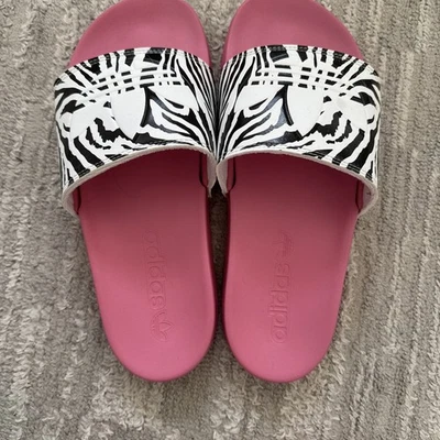 Adidas Adilette Comfort Slide Women's Sz 7 Sandals Rose Tone/White/Black NWT - Image 1 of 4