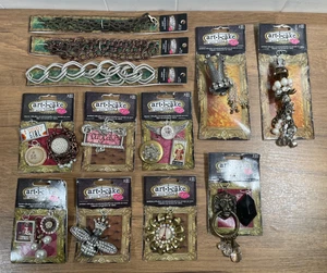 Big Lot 12 Art i Cake by Amy Labbe Chain pendant charms w/glass accents Bling - Picture 1 of 6