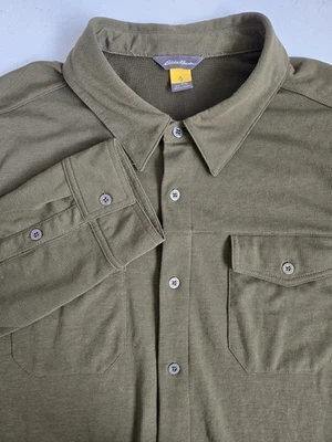 Eddie Bauer Men's TXL Green Lightweight Vented Mesh Jersey Long Sleeve Button Up - Image 1 of 4