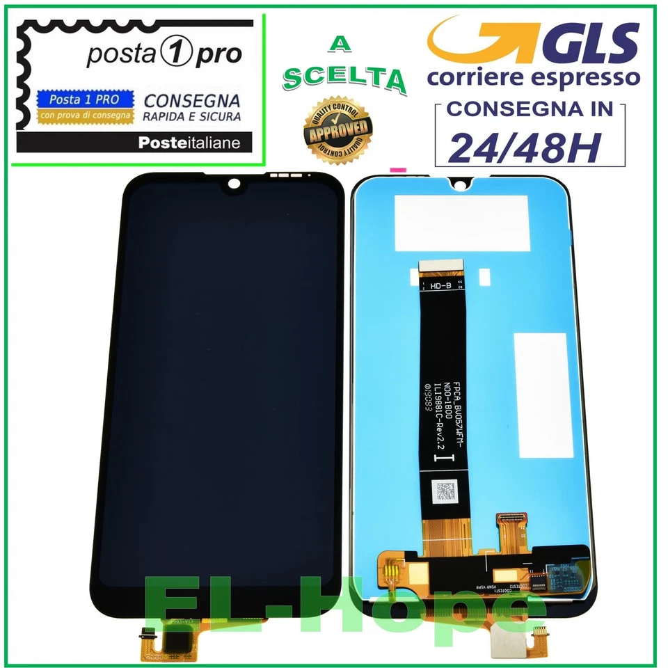 DISPLAY LCD PER HUAWEI Y5 2019 AMN-LX1 LX2 LX3 LX9 TOUCH SCREEN SCHERMO NERO - Immagine 1 di 1
