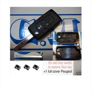 Schlüssel Cover Gehäuse Fernbedienung Peugeot 1007 4007 807 4 Tasten +3 Schalter - Bild 1 von 1