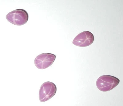 Opaque Star Ruby Pear 7x5 mm Cabochon 6 Rayed Lab-created Stone 10 pieces Lot - Image 1 of 4