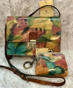 Patricia Nash Lanza Watercolor Leather Crossbody Shoulder Bag & Coin Wallet NWT - Foto 1 di 21