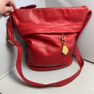 Vintage Red Leather Park Avenue Int Leather Bucket Bag Purse Made in USA - Picture 1 of 14