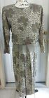 St Gillian By Kay Unger 100% Silk Floral Faux Suede Vintage Dress Women Size 14