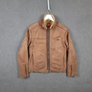 HUGO BOSS Jacket Mens M Medium 38 Brown Faux Shearling Leather Flight Aviator - Picture 1 of 18