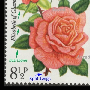Error GB: cambio verde hacia abajo, hojas dobles, flores 81⁄2p 1976 SG1009 488 - yz5898B - Imagen 1 de 3