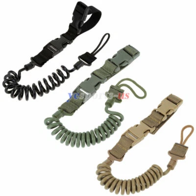 Tactical Pistol Lanyard Coiled Elastic Hand Gun Secure Sling Quick Release - Image 1 of 4