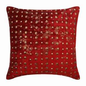 Pillow Cover Red 16"x16", Home Decor Velvet Fabric - Wheeling Around Red - Picture 1 of 11
