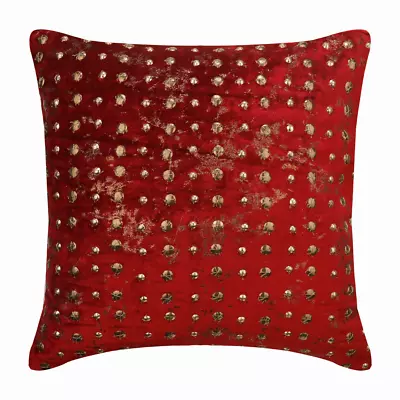 Pillow Cover Red 16"x16", Home Decor Velvet Fabric - Wheeling Around Red - Image 1 of 4