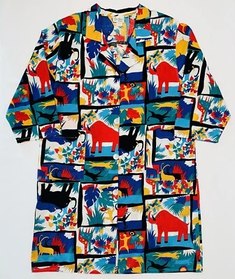 Camisa Midi Vintage Ruth Norman Audaz Safari Tribal Selva Vestido Casa Vestido L Foto 1 de 4