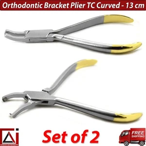 Dental Surgical Ortho Bracket Removing Pliers Curved TC Braces Remover Set of 2 - Picture 1 of 7