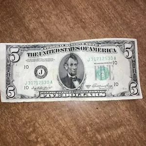 1950 Series Error Cut $5 Five Dollar Federal Reserve Note Off Center 2 Errors!!! - Picture 1 of 7