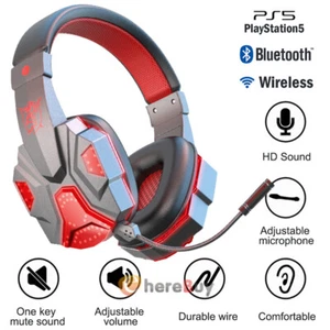 Wireless Gaming Headset Mic Headphones Stereo Surround For PS5 PS4 PC Xbox One - Picture 1 of 24