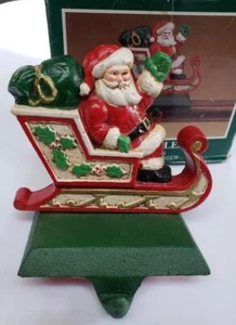 MIDWEST Babbo Natale in slitta in ghisa dipinta PORTACALZE NATALE appendiabiti #C - Foto 1 di 8