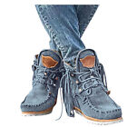 Boots For Women Ankle Boots Retro Suede Faux Leather Tassel Round Toe Casual