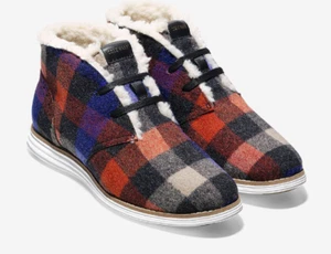 Womens NEW COLE HANN Plaid Grand Wool Sherpa lined Chucka Boots Size 6.5 $230 6 - Picture 1 of 10