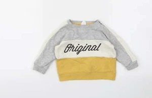 H&M Boys Grey 100% Cotton Pullover Jumper Size 6-9 Months - Picture 1 of 12