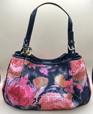 FENDI BLACK MONOGRAM FF ZUCCHINO FLORAL ONE SHOULDER HOBO BAG (MVP030027) - Image 1 of 4