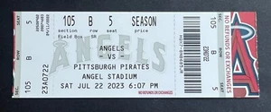 2003 Pittsburgh Pirates vs Los Angeles Angels Ticket Stub 7/22/23 Mint Condition - Picture 1 of 1