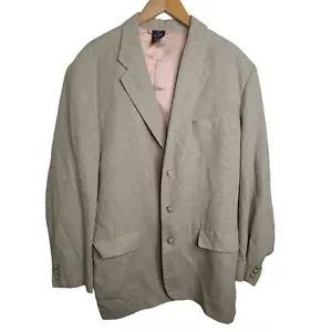 Claiborne Men's Size 42L Tan Linen Blend Blazer Sports Jacket 3 Button - Picture 1 of 9