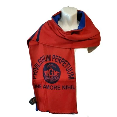  GUCCI Bufanda Roja Azul Estampada Lana Perpetuum Larga Auténtica Grande Nueva Foto 1 de 4