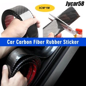 Protector para parachoques tira de automóvil fibra de carbono goma borde de puerta moldeado protector pegatina - Imagen 1 de 10