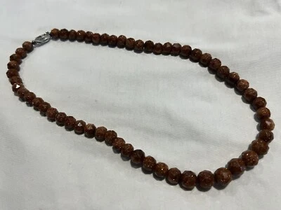 Superbe Collier ancien pierre de soleil - fermoir argent - Photo 1/4