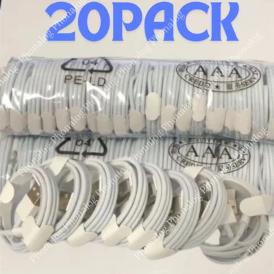 20Pack USB Charger Cable Cord For Apple iPhone 6 7 8 XS X XR 11 12 13 14 Pro Max - Image 1 of 4