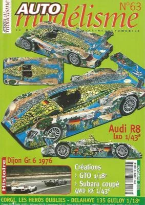 AUTO MODELISME N°63 AUDI R8 IXO / CORGI / DELAHAYE 135 GUILOY / GTO / SUBARU COU - Image 1 of 2