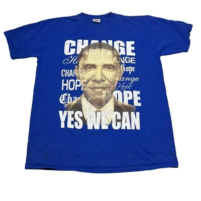 Camiseta De Colección Años 00 Obama Campaña Elección Camiseta DEFECTUOSA Hope Change Azul 3XL Foto 1 de 4