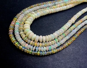 AAAA Genuine Natural Ethiopian Fire Opal Faceted Rondelle Gemstone Beads RDF99B - Picture 1 of 7
