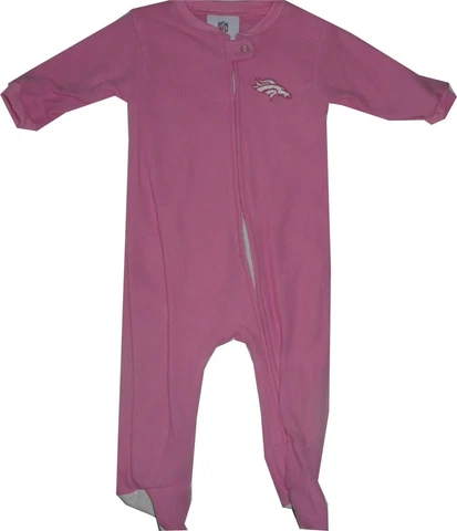 Denver Broncos Sleeper Coverall Infant Baby Pink Girls Pajamas Cover