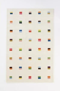 Bunter moderner Wollteppich | verschiedene Quadrate Muster | Deko Flächenteppich - Bild 1 von 2