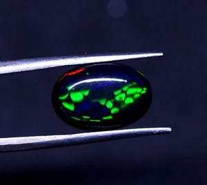 HoneyComb Muster Schwarz Opal Cabochons - Natürlicher Welo Opal 13x9x4 mm - 2,55 Ct Opal - Bild 1 von 4