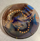 CAROL LAHY 19917.75" FUSED GLASS ART bowl w/ hanger 7.75" signed & dated