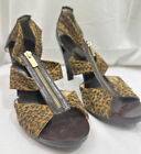 Michael Michael Kors Berkley T-Strap Brown Leopard Print Zipper Heel Women's 9.5