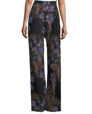 NWT Etro Women’s Wide Leg- High Waist Floral Print Silk Pants Made In Italy 46 Foto 1 de 4
