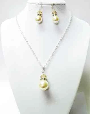 Juego de collar/pendientes colgantes rondelle de cristal crudo de 16 mm con perlas de cristal de Swarovski Foto 1 de 4