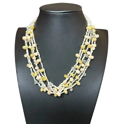 Collar beige crema blanco multi hilos concha y cuentas de semillas 17” + 3” Beachy Boho Foto 1 de 4