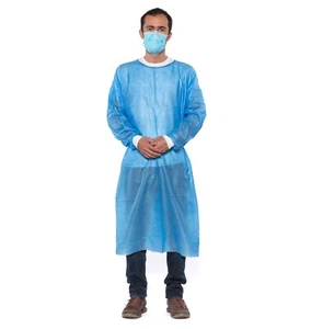 Abiti Monouso Blu Isolamento Ospedale Medico con Polsini in Maglia (Confezione da 200) - Foto 1 di 8