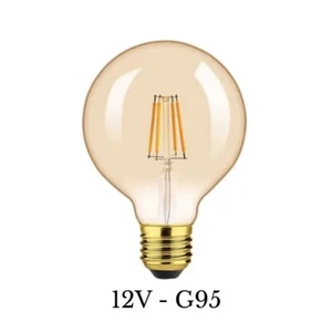 12V LED Filament Bulb G95 4W E27 | Edison Screw, Lamp Light Round, 12 Volt, ES27 - Picture 1 of 4