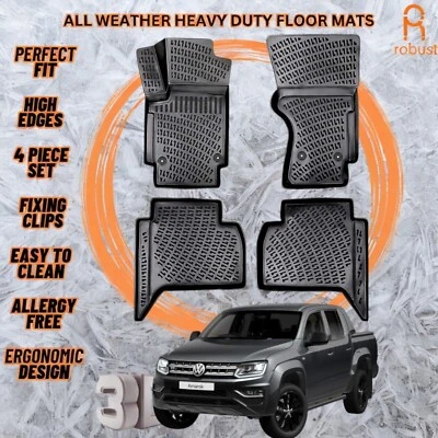 3D Molded Car Floor Mats Liners Fits VW Amarok 2019-2023 All Season Heavy Duty - Image 1 of 4