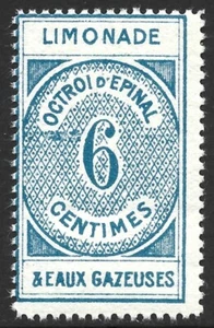 France 1923 AFFICHES Municipal Local Revenue Octroi d'Épinal 6c Blue F/VF-NH - Imagen 1 de 2