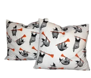 2 Halloween Sloth Mandala Witch Velvet Decorative Throw Feather Pillow Set w Zip - Picture 1 of 7