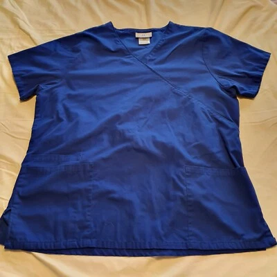 SB Scrubs Top Women’s Sz Medium Blue Tie Back Pockets - Image 1 of 4