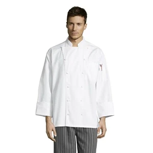 Exec White Chef Coat with Stains, Cloth Covered Buttons, Size: 6XL - 437-02 - Picture 1 of 6