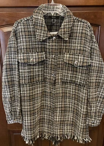 Forever 21~Plaid Tweed Shacket, W Frayed Bottom, Sz Small, New W Tag! - Picture 1 of 12