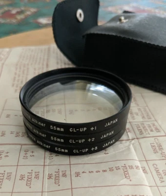 Lens Filter Set Close-Up 55mm +1 +2 +3 Japan Super Albinar Coated w case + instr - Image 1 of 3